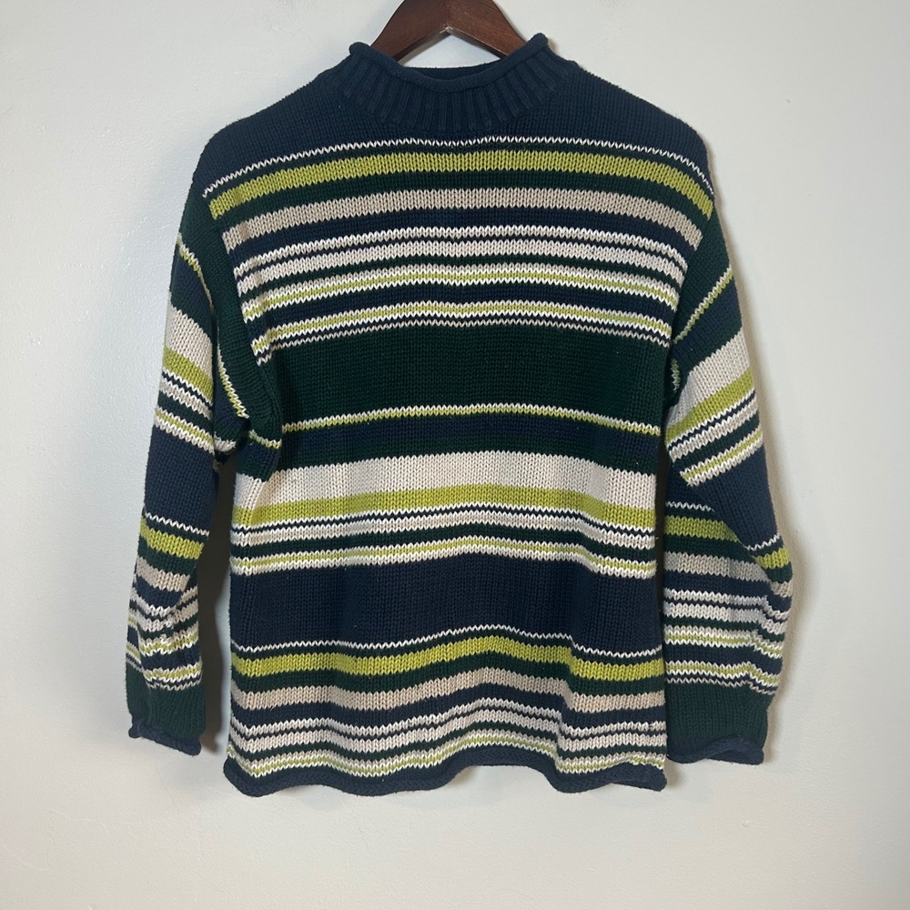 Vintage Y2K Limited Too Striped Sweater Kids L 14 Navy Green Mock Neck Pullover